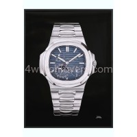 Drawing Patek Philippe 5712 Nautilus blue dial real work art painting watches paintings drawings hand painted crayons collector unique home shop apartment interior decoration luxury black background 9.jpg