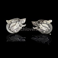 Cufflinks silver wolves from watch parts watches art handmade original elegant unique luxury jewelry exclusive 3.JPG