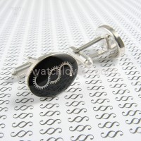 Cufflinks silver paragraphs from watch parts on a black background watches art handmade original elegant unique luxury exclusive jewelry 6.jpg