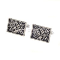 Silver rectangular cufflinks in industrial-mechanical style watches handmade original elegant exceptional unique luxurious exclusive jewelry 2.jpg
