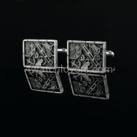 Silver rectangular cufflinks in industrial-mechanical style watches handmade original elegant exceptional unique luxurious exclusive jewelry 6.jpg