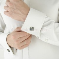 Silver round cufflinks with a composition of watch parts on a navy blue background watches handmade art original elegant exceptional unique luxury exclusive jewelry 5.JPG