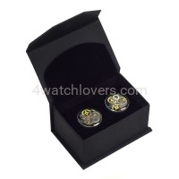 Silver round cufflinks with a composition of watch parts on a green background watches art handmade original elegant unique unique luxury exclusive jewelry 1.JPG