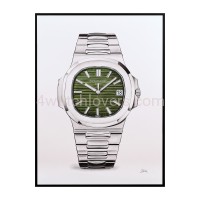 Drawing Patek Philippe 5711 Nautilus green dial real work art painting watches paintings drawings hand painted crayons collector unique home exclusive shop office apartment interior decoration luxury white background 0.jpg