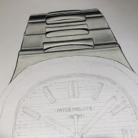 Drawing Patek Philippe 5711 Nautilus green dial real work art painting watches paintings drawings hand painted crayons collector unique home exclusive shop office apartment interior decoration luxury white background 1.jpg