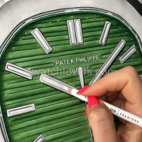 Drawing Patek Philippe 5711 Nautilus green dial real work art painting watches paintings drawings hand painted crayons collector unique home exclusive shop office apartment interior decoration luxury white background 10.jpg