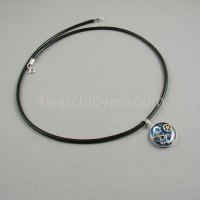 Silver pendant round with a composition of watch parts on a blue background watches art handmade original elegant exceptional unique luxury exclusive jewelry 1.JPG