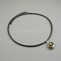 Silver round pendant with a composition of watch parts on a black background watches handmade art original elegant exceptional unique luxury exclusive jewelry 1.JPG