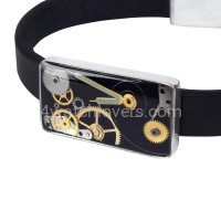 Silver bracelet with a composition of watch parts on a black background, art watches, handmade, original, elegant, unique, exclusive jewelry 2.JPG