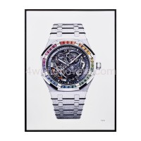Drawing Audemars Piguet Royal Oak Frosted Gold white skeleton rainbow real work art drawing watches handjob painted reproduction copy collector crayons unique home shop apartment interior decoration luxury AP 1.jpg