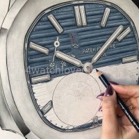 Drawing Patek Philippe 5712 Nautilus blue dial real work art painting watches paintings drawings hand painted crayons collector unique home shop exclusive office apartment interior decoration luxury white background 3.jpg