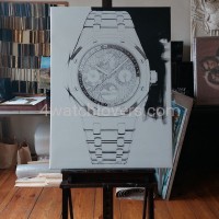 Painting Audemars Piguet Royal Oak Blue Ceramic real work art painting watches oil paintings hand painted collector unique home shop apartment interior decoration luxury AP 2.jpg