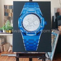 Painting Audemars Piguet Royal Oak Blue Ceramic real work art painting watches oil paintings hand painted collector unique home shop apartment interior decoration luxury AP 4.jpg