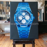 Painting Audemars Piguet Royal Oak Blue Ceramic real work art painting watches oil paintings hand painted collector unique home shop apartment interior decoration luxury AP 6.jpg