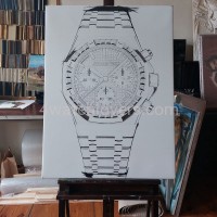 Painting Audemars Piguet Royal Oak Chronograph Sapphire Bezel real work art painting watches oil paintings hand painted collector unique home shop apartment interior decoration luxury AP 2.jpg