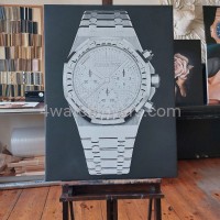 Painting Audemars Piguet Royal Oak Chronograph Sapphire Bezel real work art painting watches oil paintings hand painted collector unique home shop apartment interior decoration luxury AP 3.jpg
