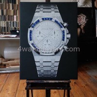 Painting Audemars Piguet Royal Oak Chronograph Sapphire Bezel real work art painting watches oil paintings hand painted collector unique home shop apartment interior decoration luxury AP 4.jpg