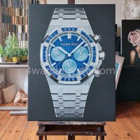 Painting Audemars Piguet Royal Oak Chronograph Sapphire Bezel real work art painting watches oil paintings hand painted collector unique home shop apartment interior decoration luxury AP 6.jpg
