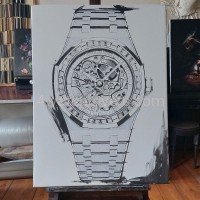 Painting Audemars Piguet Royal Oak Frosted Gold rose skeleton rainbow real work art painting watches oil paintings hand painted collector unique home shop apartment interior decoration luxury AP 2.jpg