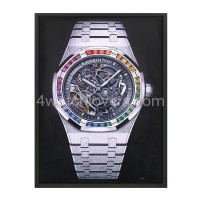 Painting Audemars Piguet Royal Oak Frosted Gold white skeleton rainbow real work art painting watches oil paintings hand painted collector unique home shop apartment interior decoration luxury AP 1.jpg