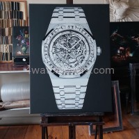 Painting Audemars Piguet Royal Oak Frosted Gold white skeleton rainbow real work art painting watches oil paintings hand painted collector unique home shop apartment interior decoration luxury AP 3.jpg