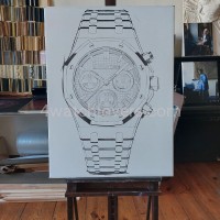 Painting Audemars Piguet Royal Oak Chronograph purple dial real work art painting watches oil paintings hand painted collector unique home shop apartment interior decoration luxury AP 2.jpg