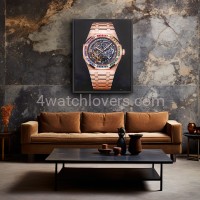 Painting Audemars Piguet Royal Oak Frosted Gold rose skeleton rainbow real work art painting watches oil paintings hand painted collector unique home shop apartment interior decoration luxury AP 8.jpg