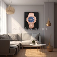 Painting Patek Philippe 5990 Nautilus rose gold blue dial real work art painting watches oil paintings hand painted collector unique home shop apartment interior decoration luxury 2.jpg