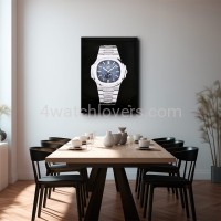 Drawing Patek Philippe 5726 Nautilus blue dial real work art painting watches paintings drawings hand painted crayons collector unique exclusive home shop office apartment interior decoration luxury black background 11.jpg