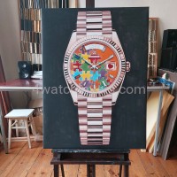 Painting Rolex Day Date Puzzle rose gold real work art painting watches oil paintings hand painted collector unique home shop apartment interior decoration luxury 7.jpg