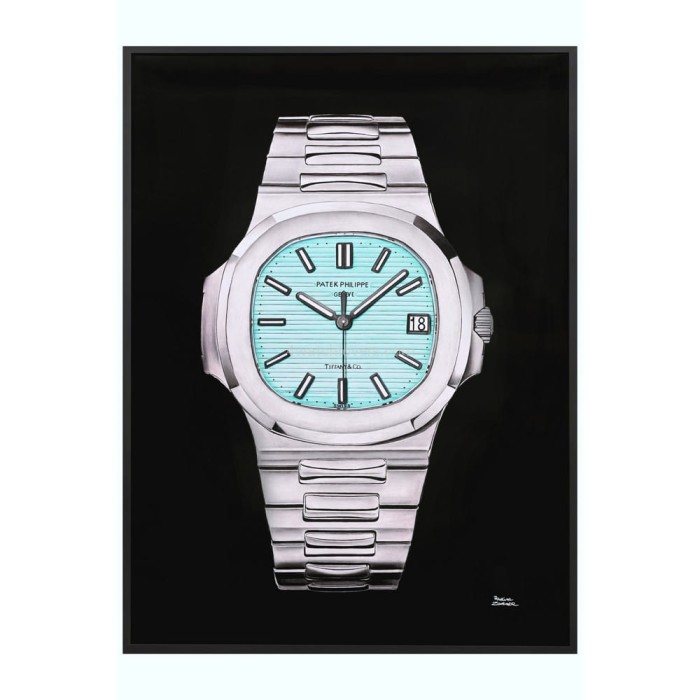 Drawing Patek Philippe 5711 Nautilus Tiffany&Co dial 170th anniversary real work art painting watches paintings drawings hand painted crayons collector unique home shop apartment interior decoration luxury black background 8.jpg
