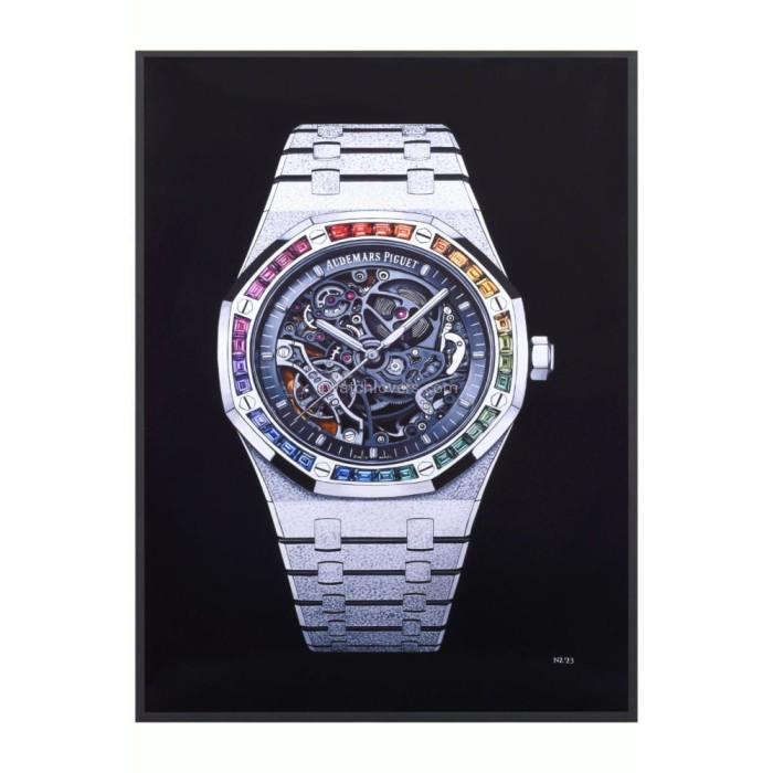 Drawing Audemars Piguet Royal Oak Frosted Gold white skeleton rainbow real work art drawing watches handjob painted reproduction copy collector crayons unique home shop apartment interior decoration luxury AP 2.jpg