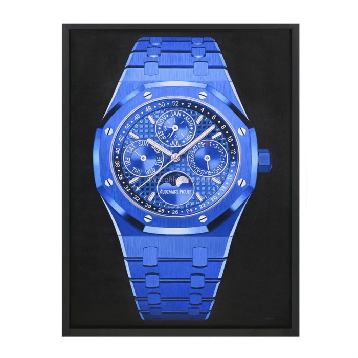 Painting Audemars Piguet Royal Oak Blue Ceramic real work art painting watches oil paintings hand painted collector unique home shop apartment interior decoration luxury AP 1.jpg