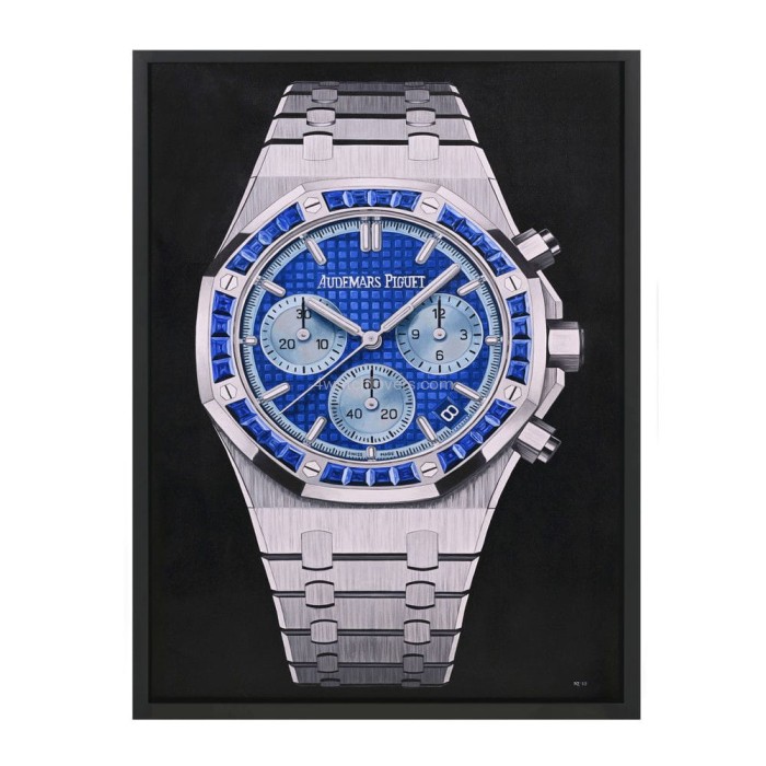 Painting Audemars Piguet Royal Oak Chronograph Sapphire Bezel real work art painting watches oil paintings hand painted collector unique home shop apartment interior decoration luxury AP 1.jpg