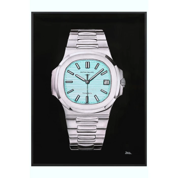 Drawing Patek Philippe 5711 Nautilus Tiffany&Co dial 170th anniversary real work art painting watches paintings drawings hand painted crayons collector unique home shop apartment interior decoration luxury black background 8.jpg