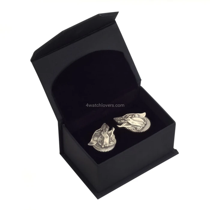 Cufflinks silver wolves from watch parts watches art handmade original elegant unique luxury jewelry exclusive 1.JPG
