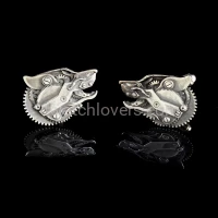 Cufflinks silver wolves from watch parts watches art handmade original elegant unique luxury jewelry exclusive 3.JPG