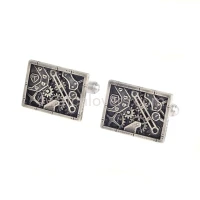 Silver rectangular cufflinks in industrial-mechanical style watches handmade original elegant exceptional unique luxurious exclusive jewelry 2.jpg