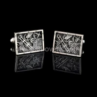 Silver rectangular cufflinks in industrial-mechanical style watches handmade original elegant exceptional unique luxurious exclusive jewelry 3.JPG