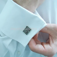 Silver rectangular cufflinks in industrial-mechanical style watches handmade original elegant exceptional unique luxurious exclusive jewelry 5.jpg