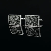 Silver rectangular cufflinks in industrial-mechanical style watches handmade original elegant exceptional unique luxurious exclusive jewelry 6.jpg