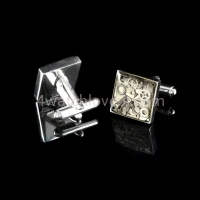 Silver square cufflinks with composition of watch parts in industrial style watches handmade art original elegant unique luxury jewelry exclusive 3D effect 4.JPG