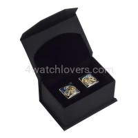 Silver square cufflinks with a composition of watch parts on a navy blue background watches handmade original elegant unique luxury exclusive jewelry 1.JPG
