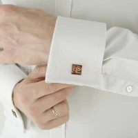 Silver square cufflinks with a composition of watch parts on a red background watches handmade art original elegant unique luxury exclusive jewelry 5.JPG