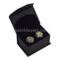 Silver round cufflinks with a composition of watch parts on a green background watches art handmade original elegant unique unique luxury exclusive jewelry 1.JPG