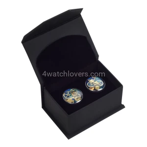Round cufflinks/navy blue and turquoise