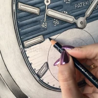 Drawing Patek Philippe 5712 Nautilus blue dial real work art painting watches paintings drawings hand painted crayons collector unique home shop exclusive office apartment interior decoration luxury white background 2.jpg