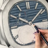 Drawing Patek Philippe 5712 Nautilus blue dial real work art painting watches paintings drawings hand painted crayons collector unique home shop exclusive office apartment interior decoration luxury white background 3.jpg