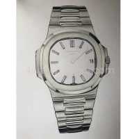 Drawing Patek Philippe 5711 Nautilus green dial real work art painting watches paintings drawings hand painted crayons collector unique home exclusive shop office apartment interior decoration luxury white background 7.jpg