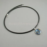 Silver pendant round with a composition of watch parts on a blue background watches art handmade original elegant exceptional unique luxury exclusive jewelry 1.JPG